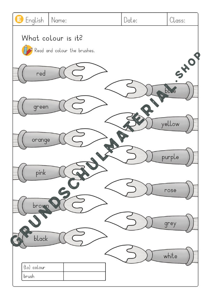 Colours Grundschule Arbeitsblatt