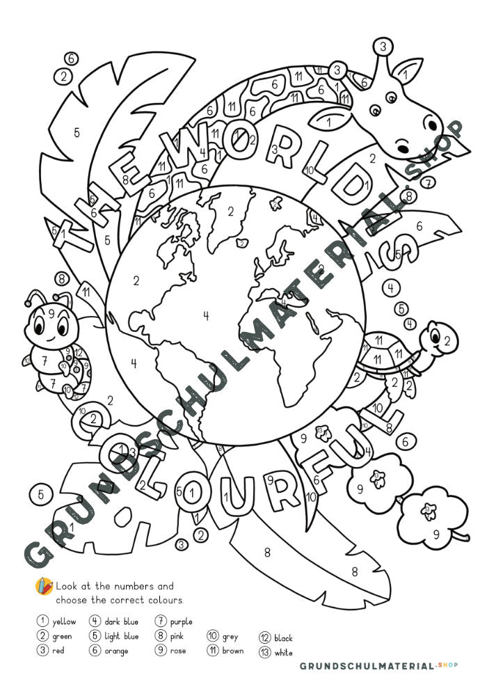 Colours - Read & Colour Arbeitsblätter (A4) + Plakat (A3)