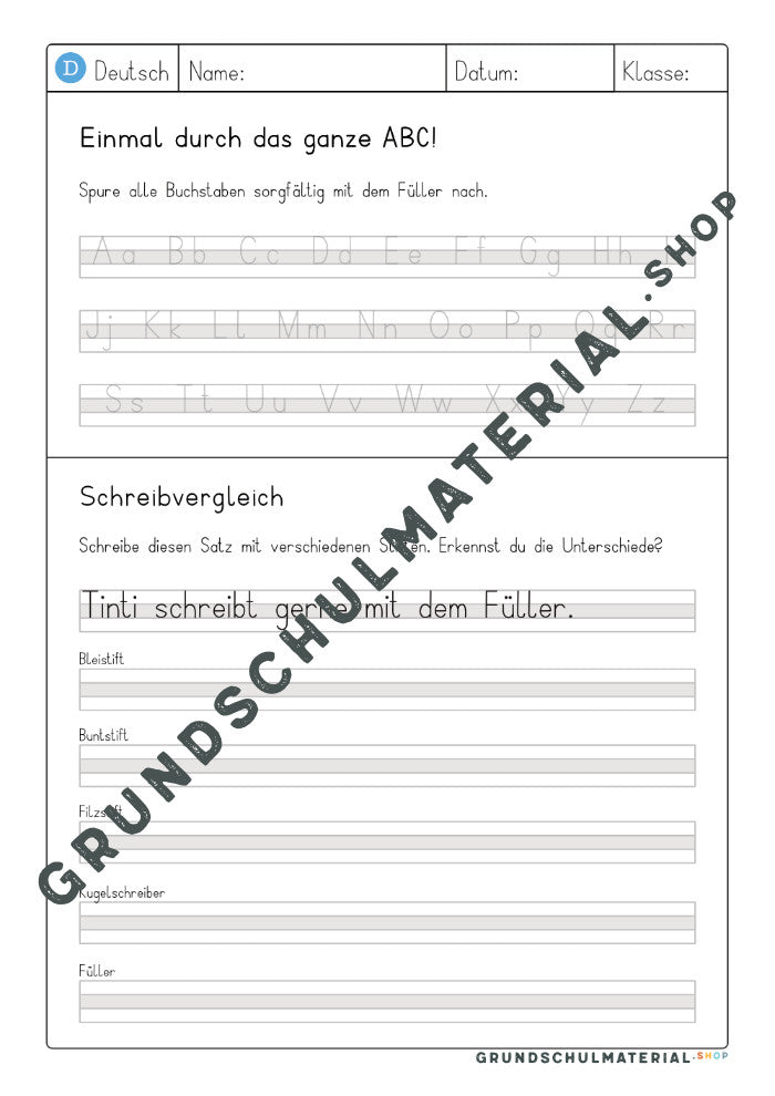 Materialpaket Füllerführerschein