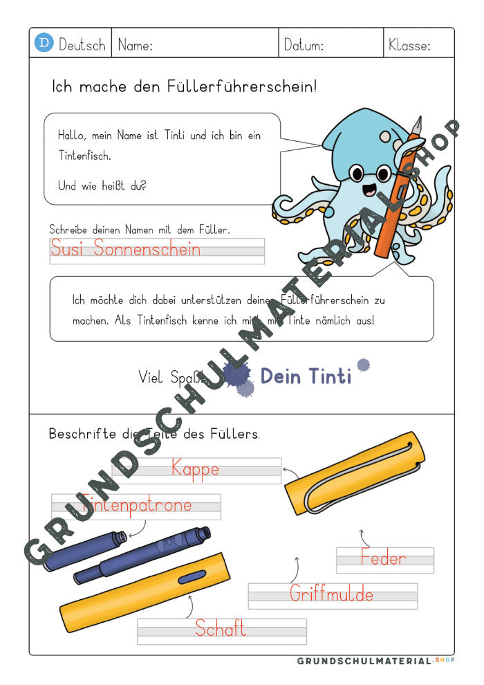 Materialpaket Füllerführerschein