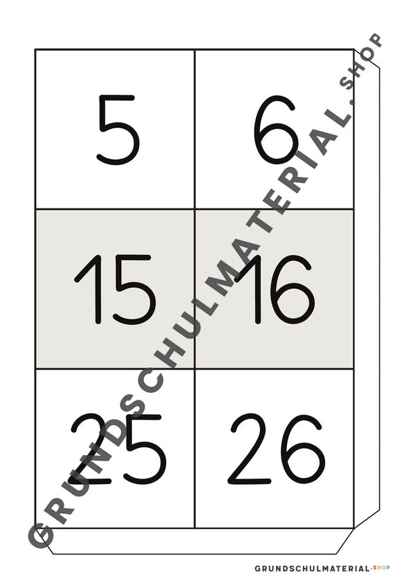 Große Hundertertafel: Vorlage Teil 20 mit Klebelasche