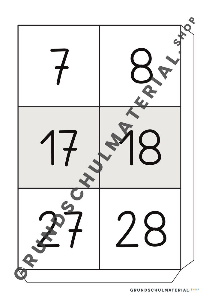 Große Hundertertafel: Vorlage Teil 21 mit Klebelasche