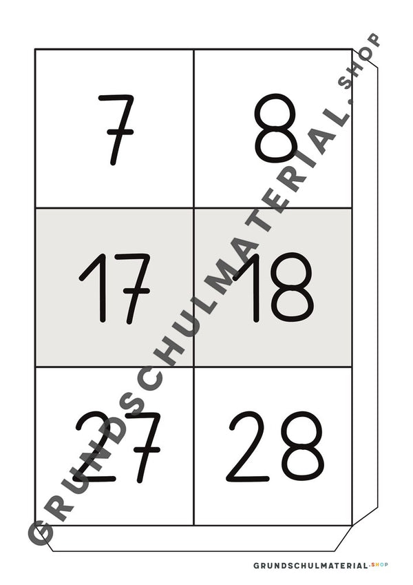 Große Hundertertafel: Vorlage Teil 21 mit Klebelasche
