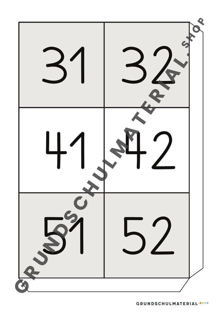 Große Hundertertafel: Vorlage Teil 23 mit Klebelasche