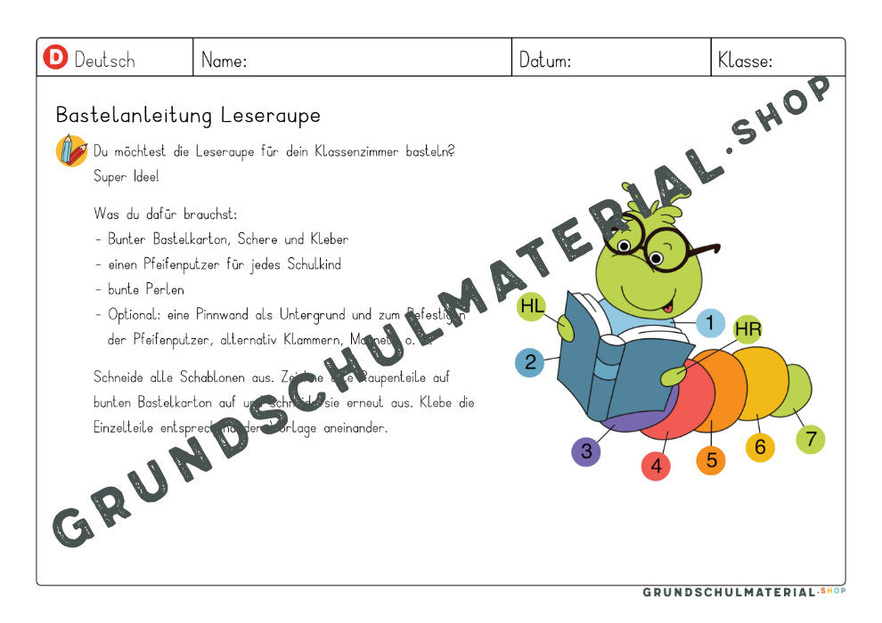 Materialpaket Leseraupe