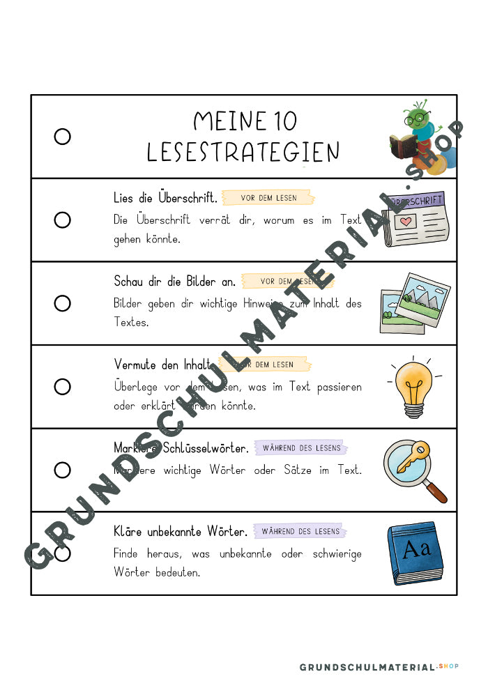 Fächer "Meine 10 Lesestrategien"