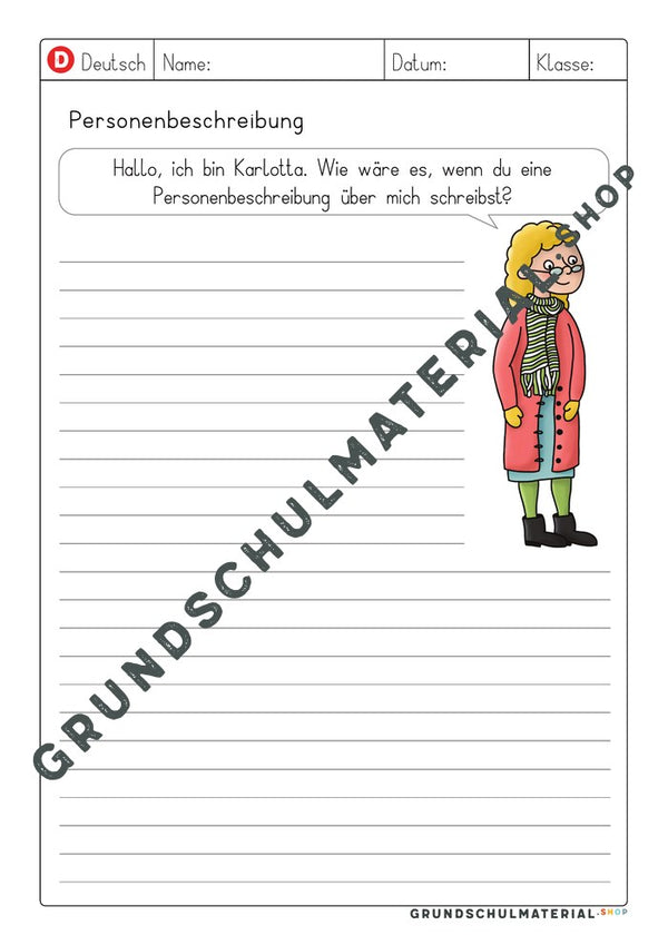 Vorlage Personenbeschreibung – ausführliche Personenbeschreibung über Karlotta
