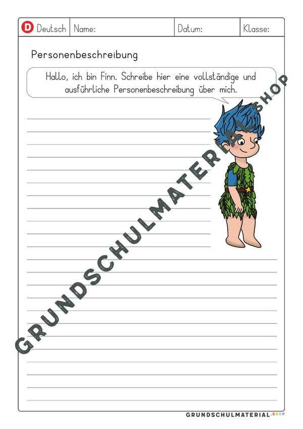 Vorlage Personenbeschreibung – ausführliche Personenbeschreibung über Finn