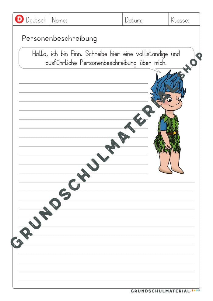 Vorlage Personenbeschreibung – ausführliche Personenbeschreibung über Finn