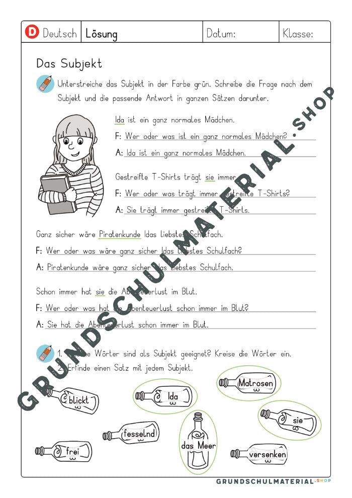 Subjekt und Prädikat bestimmen Übungen