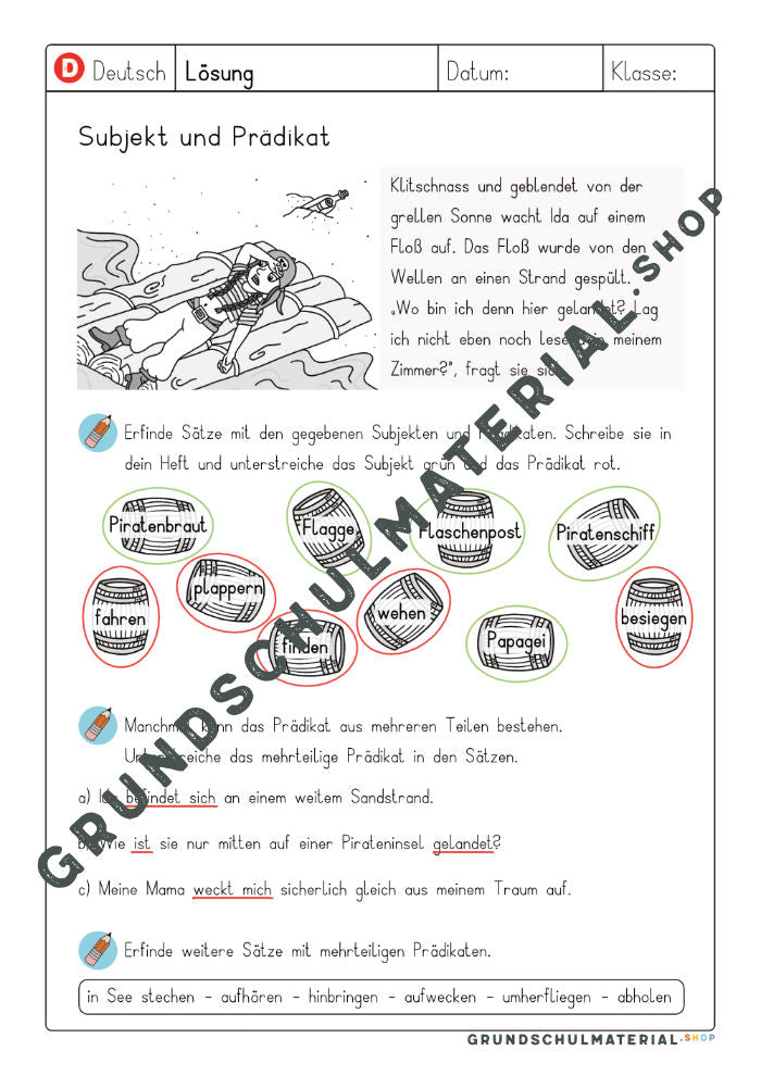 Subjekt und Prädikat bestimmen Übungen