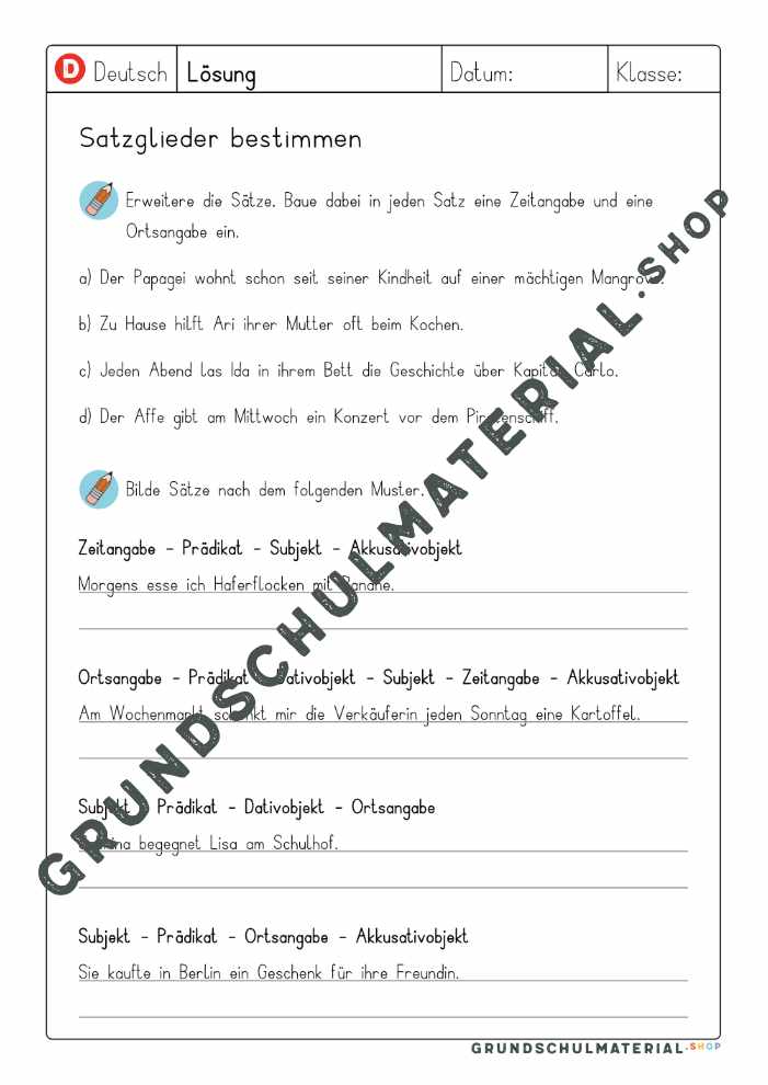 Arbeitsblatt Ortsangabe Zeitangabe