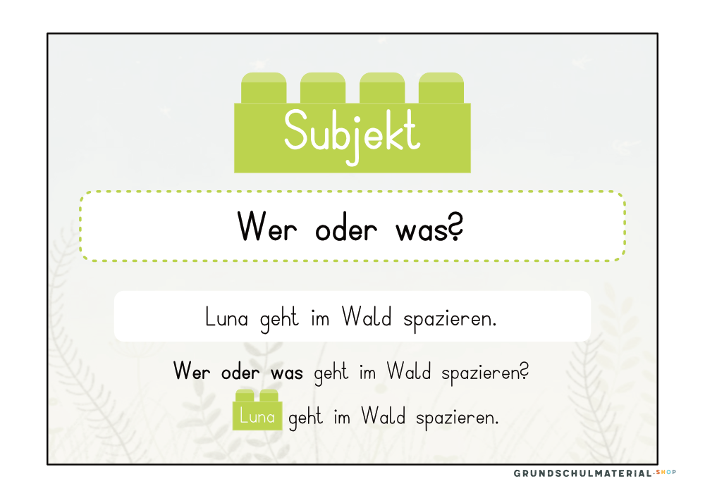 Materialpaket Satzglieder