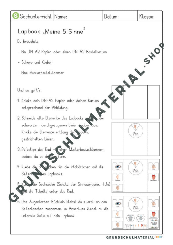 Materialpaket "Meine 5 Sinne"