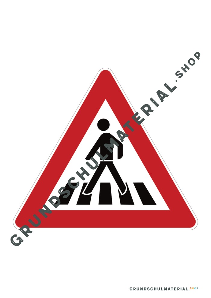 Verkehrszeichen zum Ausdrucken: Achtung Fußgängerüberweg