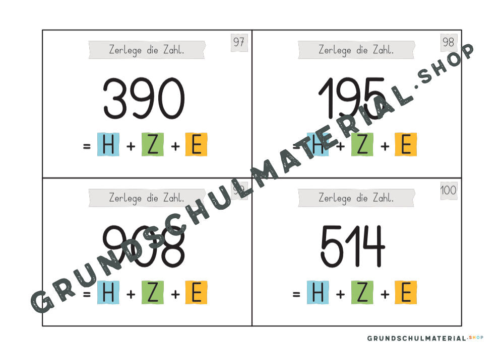 Materialpaket "Einführung in den Zahlenraum 1000"