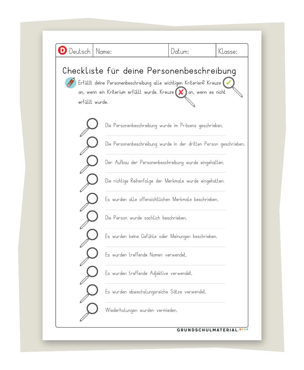 Checkliste für die Personenbeschreibung – Produktbild