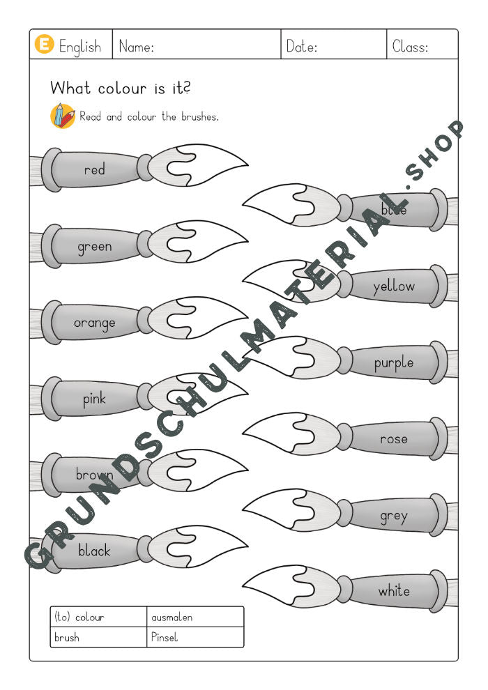 Colours Grundschule Arbeitsblatt
