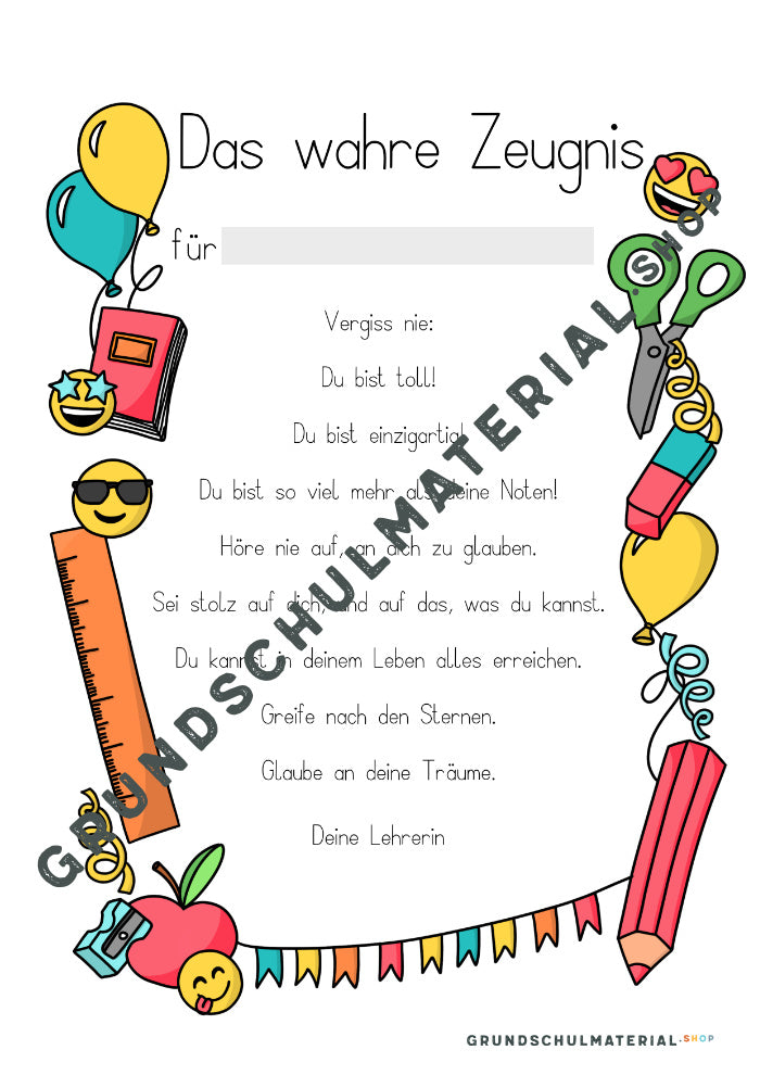 Das wahre Zeugnis - Du bist so viel mehr als deine Noten! - Schul-Edition