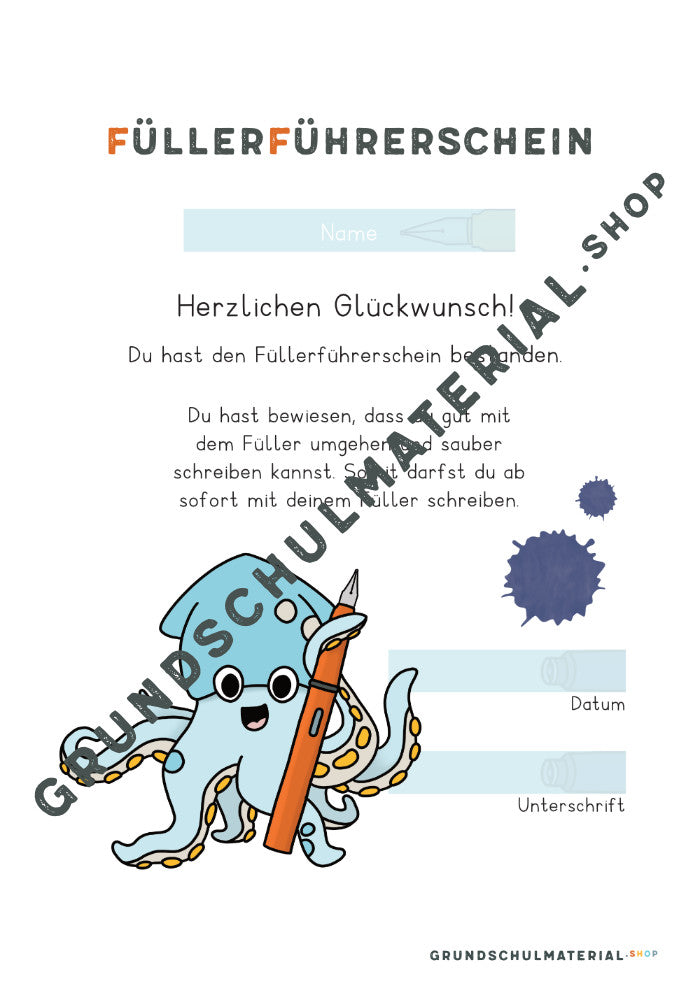 Materialpaket Füllerführerschein