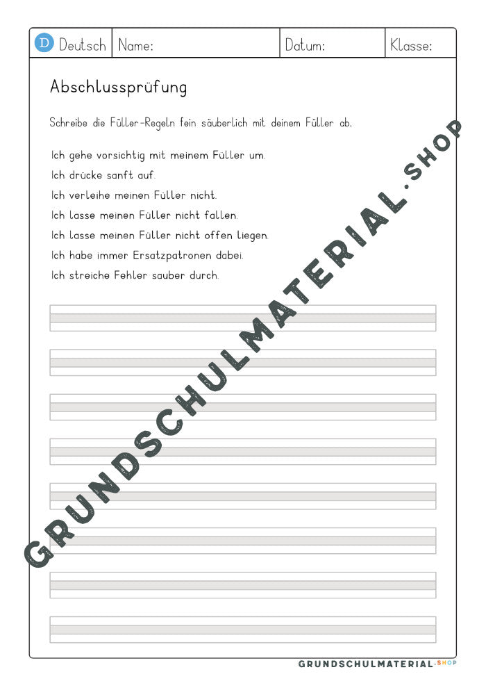 Materialpaket Füllerführerschein