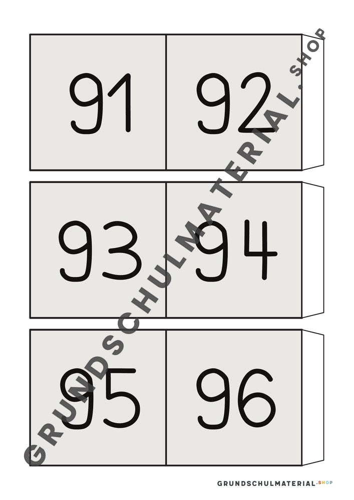 Große Hundertertafel: Vorlage Teil 33 mit Klebelasche