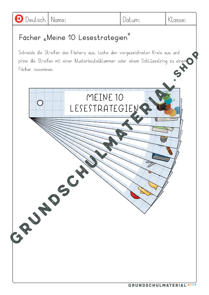 Fächer "Meine 10 Lesestrategien"