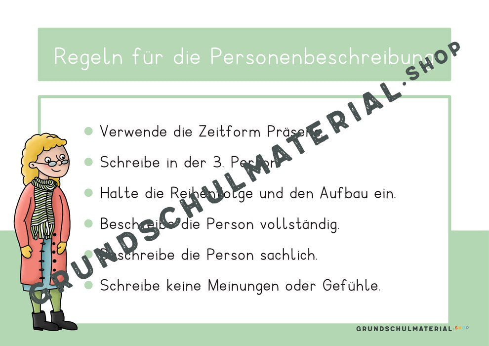 Plakat Personenbeschreibung – Regeln für die Personenbeschreibung