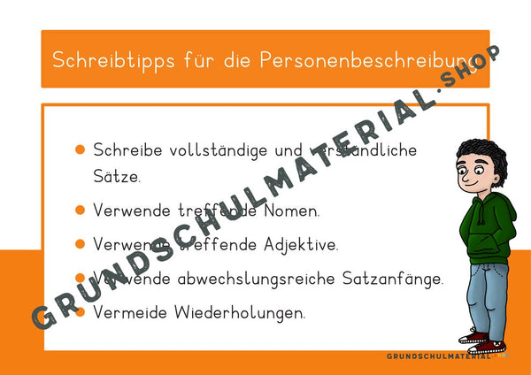 Plakat Personenbeschreibung – Schreibtipps