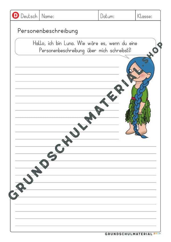 Vorlage Personenbeschreibung – ausführliche Personenbeschreibung über Luna