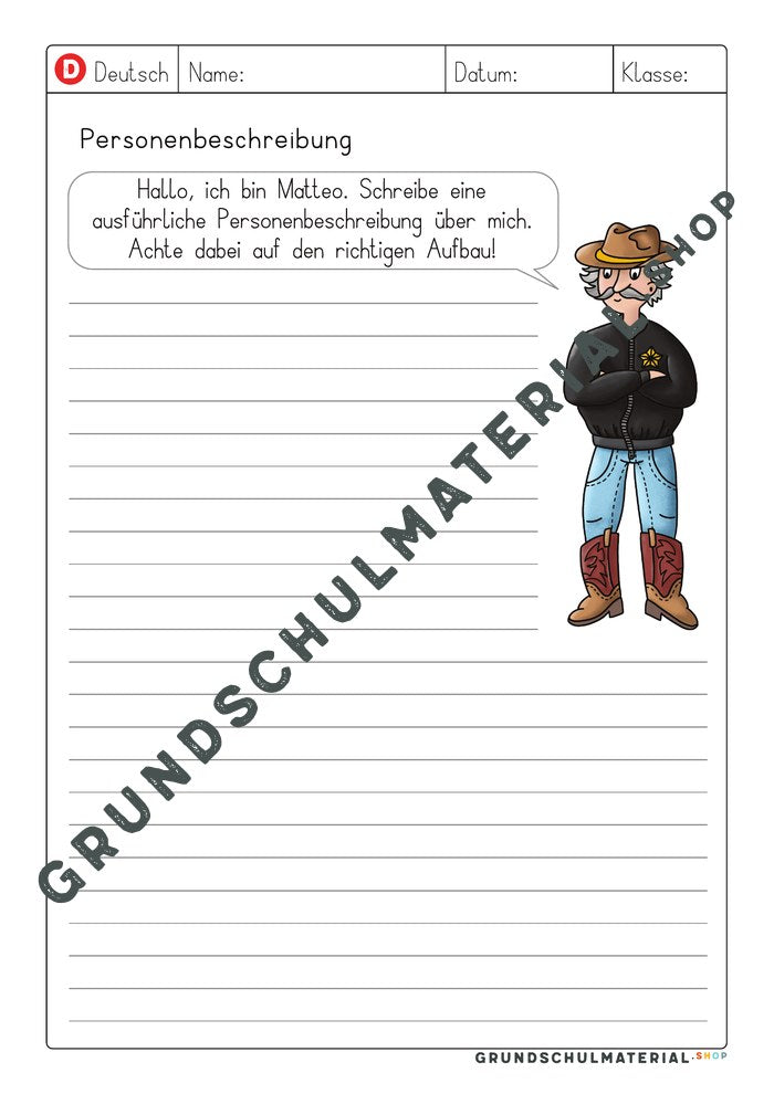 Vorlage Personenbeschreibung – ausführliche Personenbeschreibung über Matteo