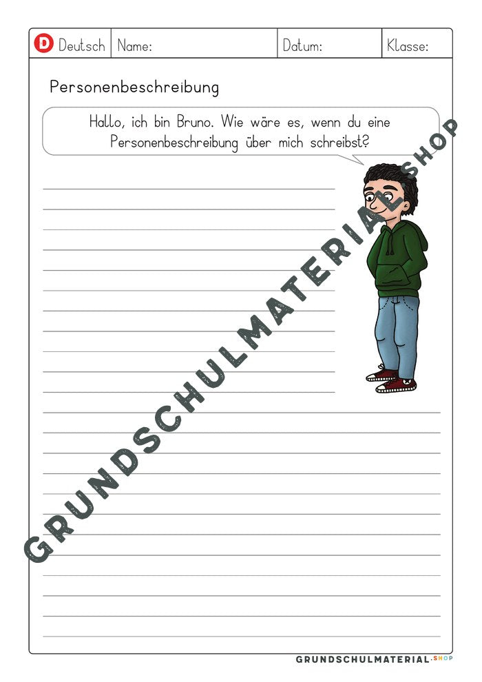 Vorlage Personenbeschreibung – ausführliche Personenbeschreibung über Bruno