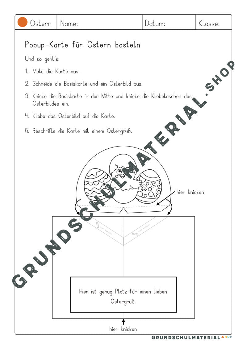 Oster-Popupkarte - Osterkarte basteln Grundschule