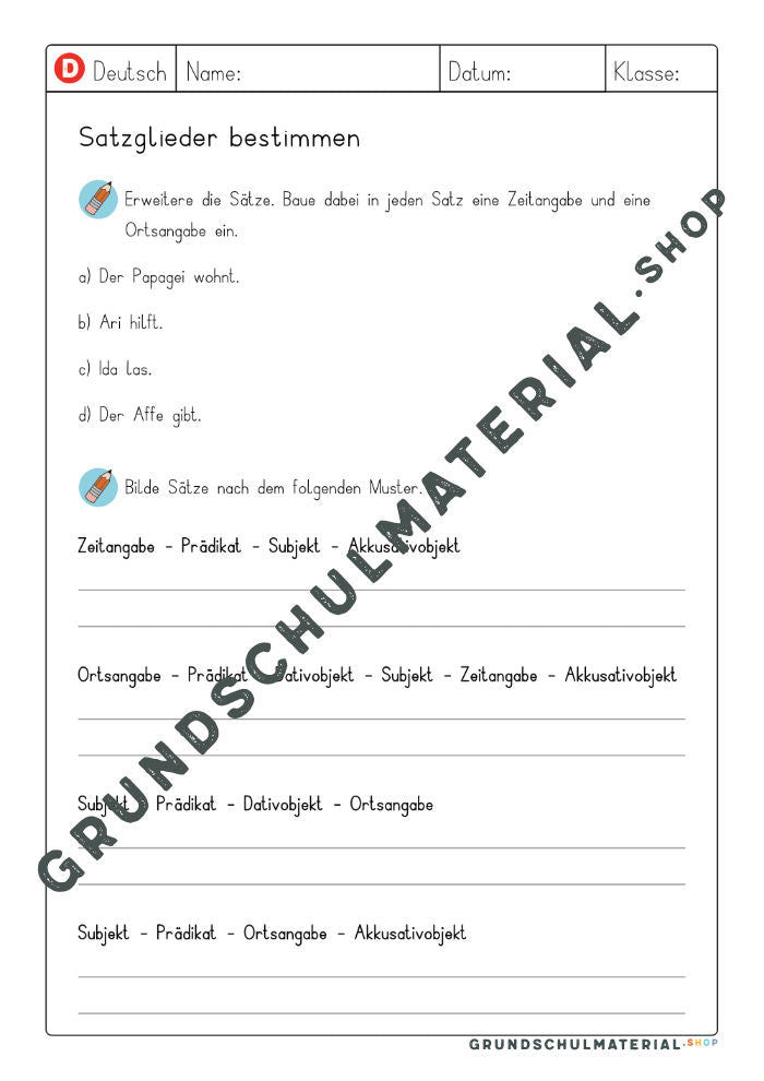 Arbeitsblatt Ortsangabe Zeitangabe