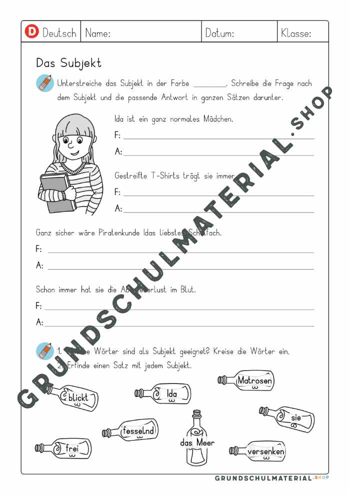 Subjekt und Prädikat bestimmen Übungen