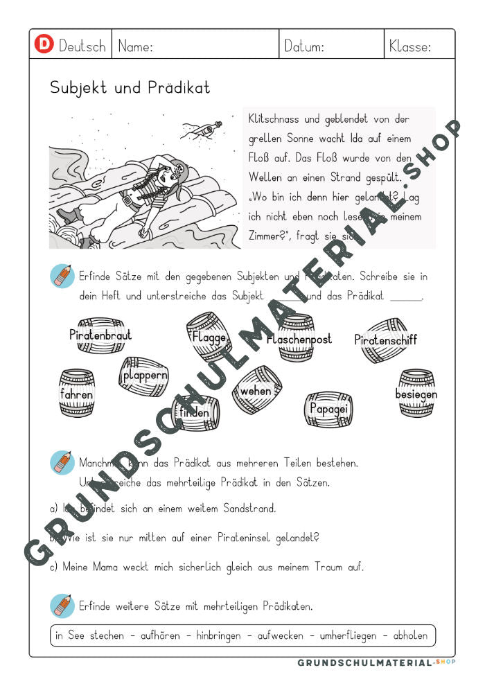 Subjekt und Prädikat bestimmen Übungen