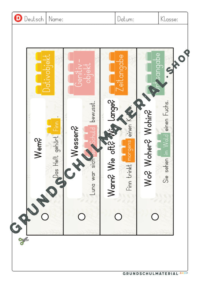 Materialpaket Satzglieder