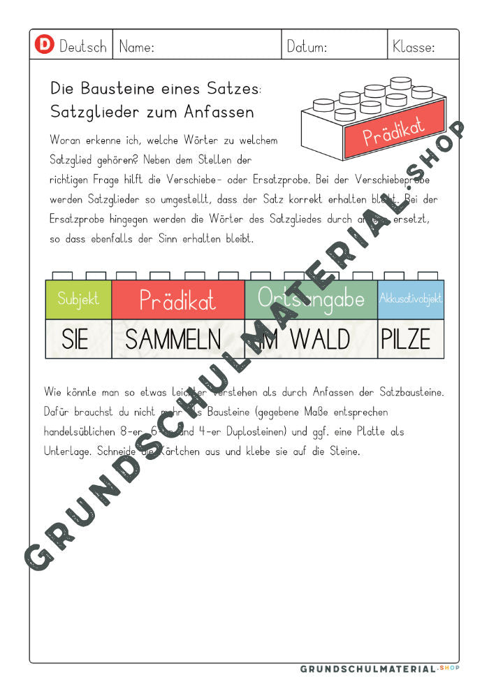 Materialpaket Satzglieder
