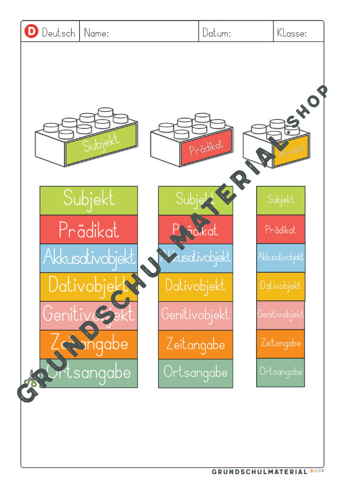 Materialpaket Satzglieder