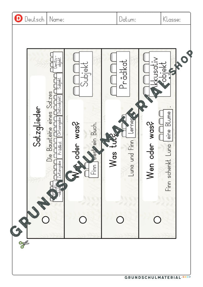 Materialpaket Satzglieder