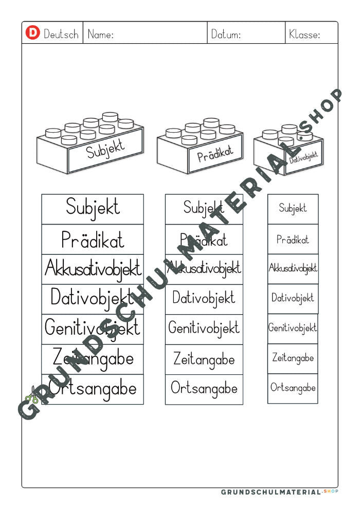 Materialpaket Satzglieder