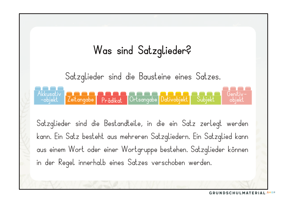 Materialpaket Satzglieder