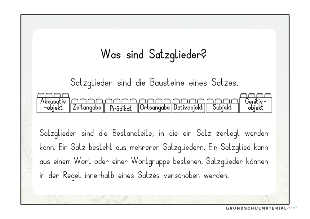 Materialpaket Satzglieder