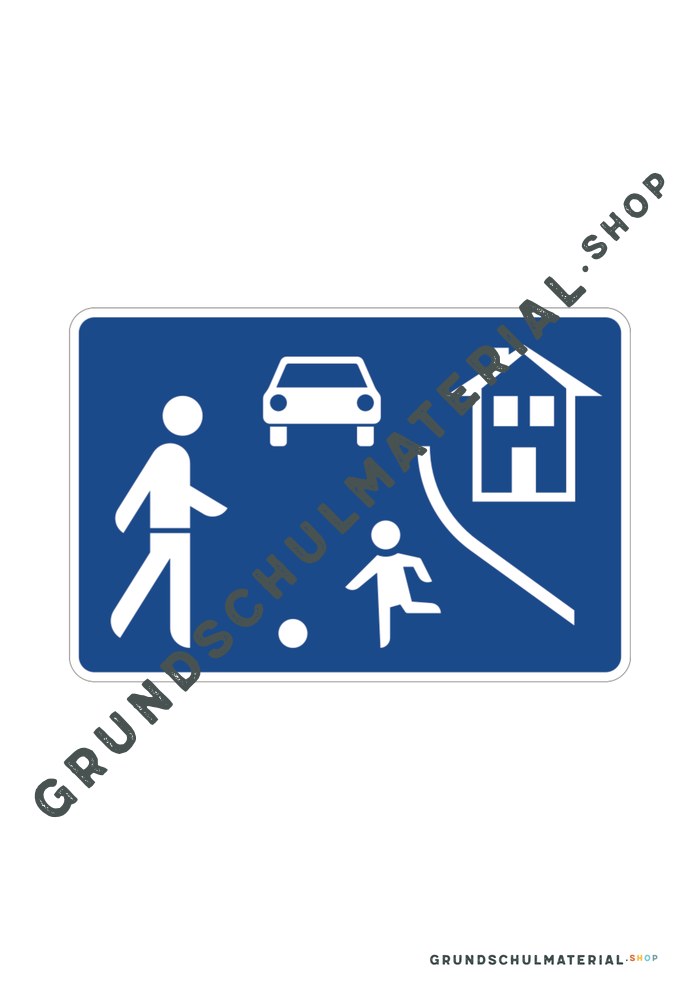 Verkehrszeichen zum Ausdrucken: Verkehrsberuhigter Bereich (Spielstraße)