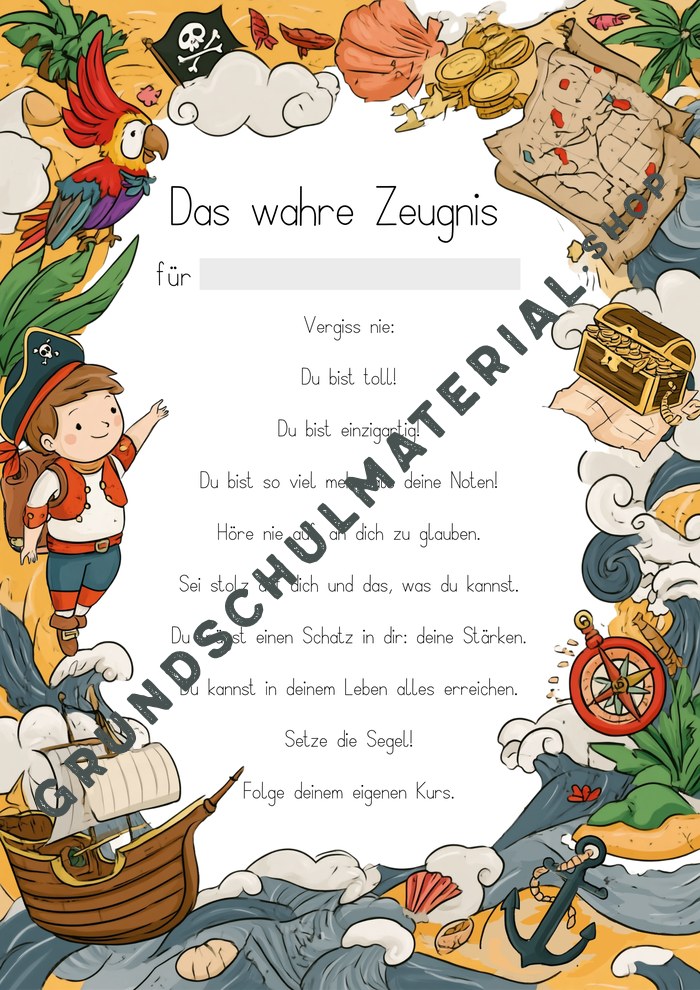 Das wahre Zeugnis Piraten-Edition – Vorschau Seite 4 ohne Unterschrift