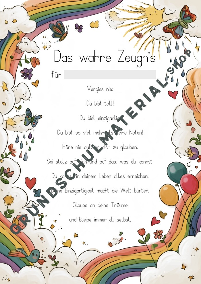 Das wahre Zeugnis Regenbogen-Edition – Vorschau Seite 4 ohne Unterschrift