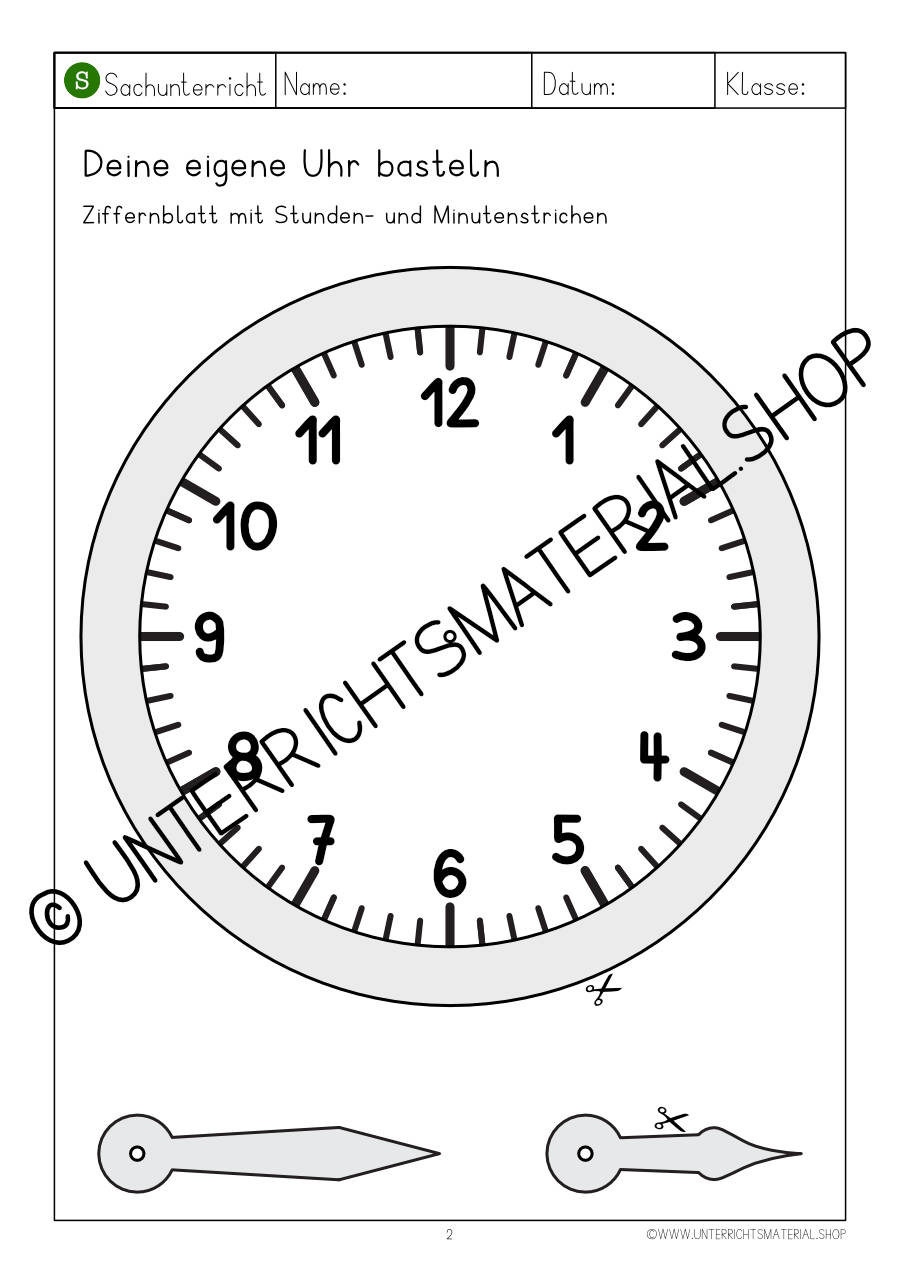 Materialpaket Uhr Uhrzeit