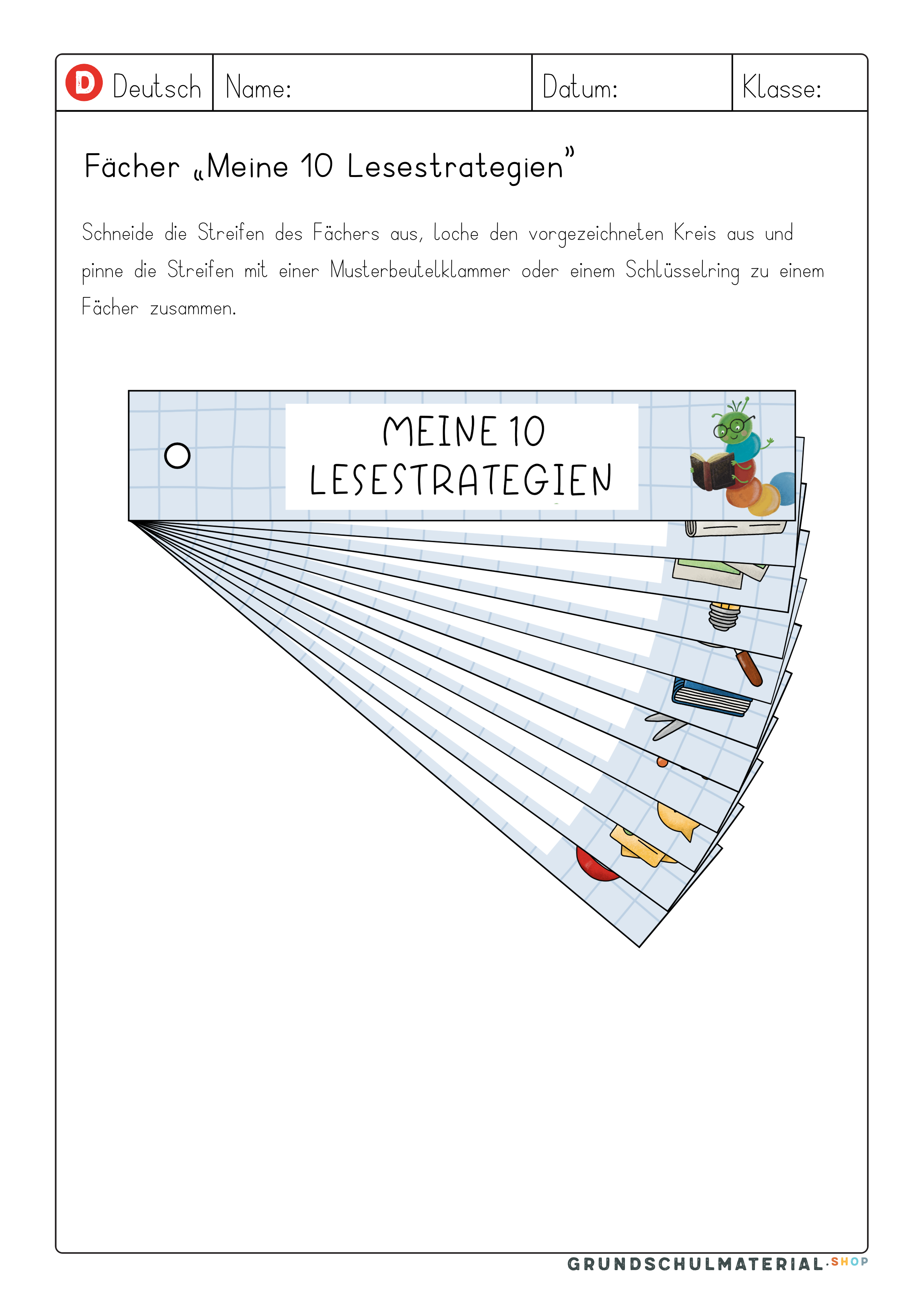 Fächer "Meine 10 Lesestrategien"