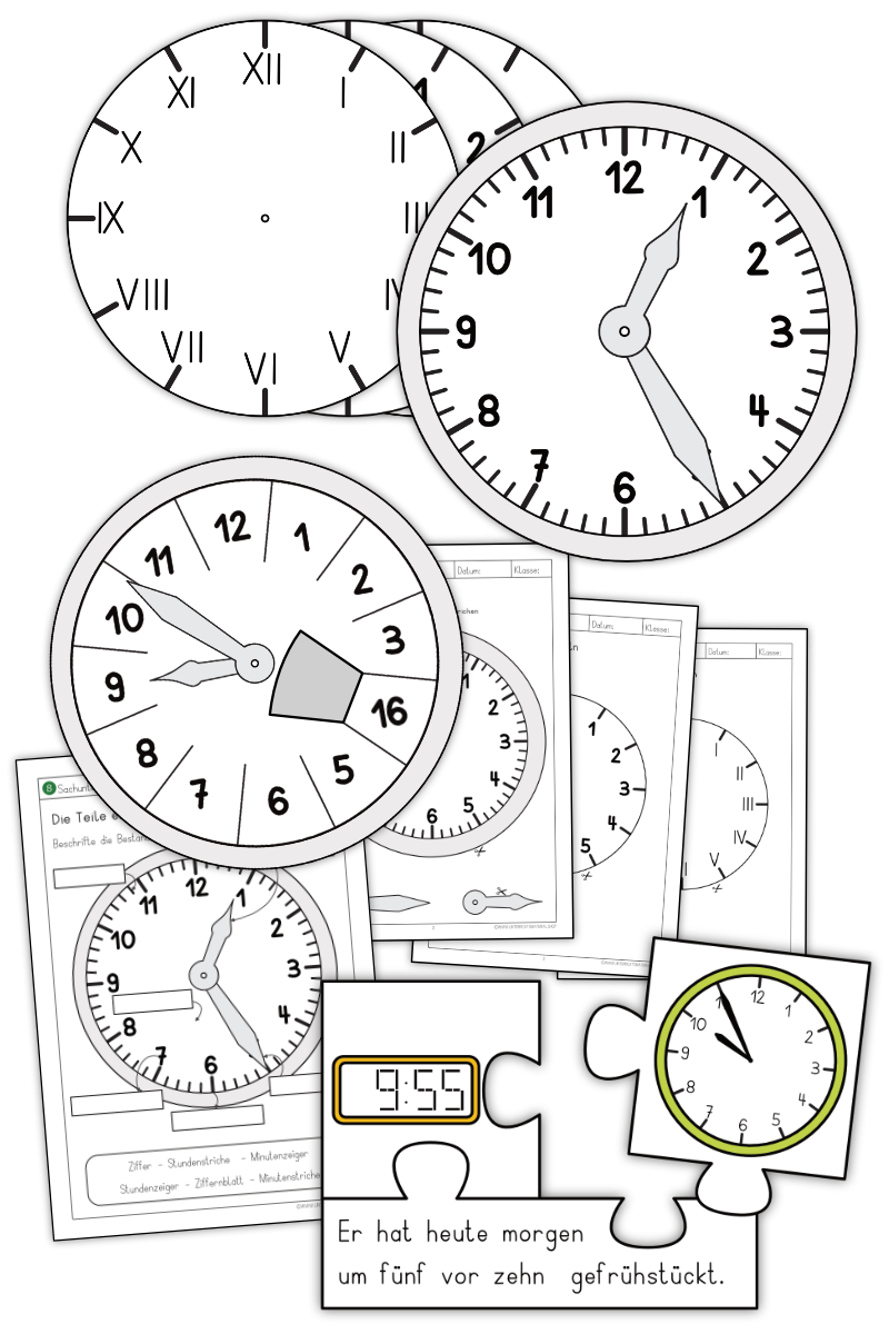 Uhr Lernen Grundschule | Grundschulmaterial zu Uhr & Uhrzeit